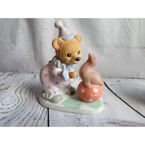 Vintage Homco #8881 Set of 2 Figurines Bears As Clowns Dog Seal Circus - Picture 3 of 9